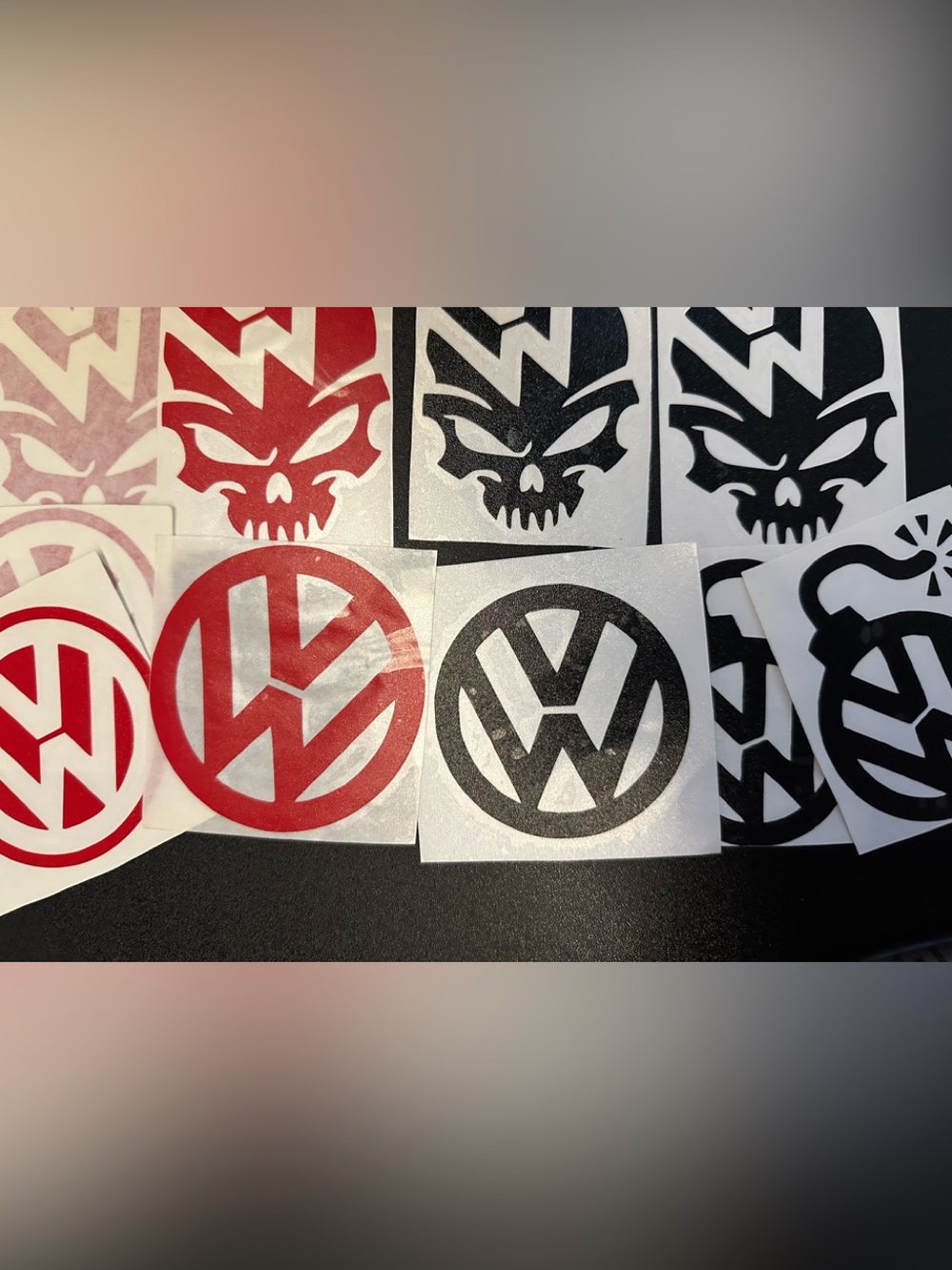 Volkswagen Logo Sticker Pack - Red, Black -set 1
